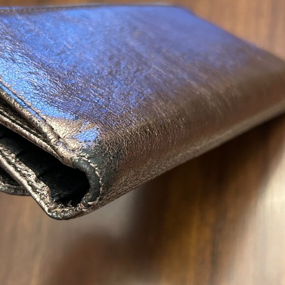 Coach Metallic Pewter Leather Wallet Silver - Picture 10 of 16